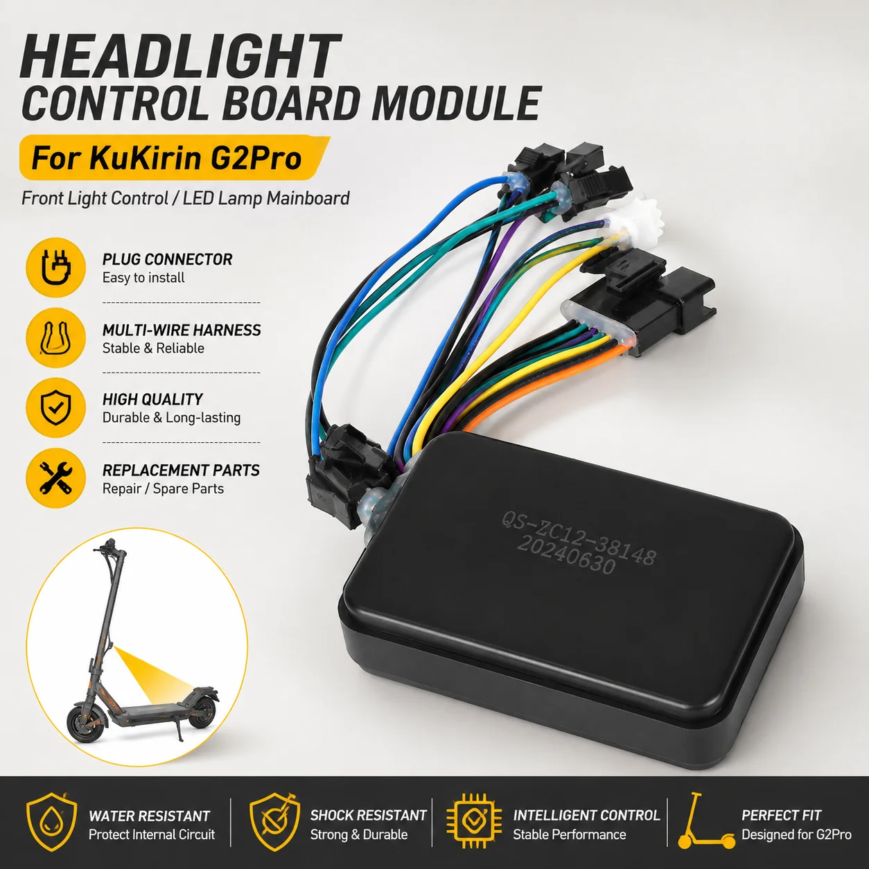 Front Headlight Control Board Module for KuKirin G2Pro Electric Scooter LED Lamp Mainboard Replacement Repair Spare Parts