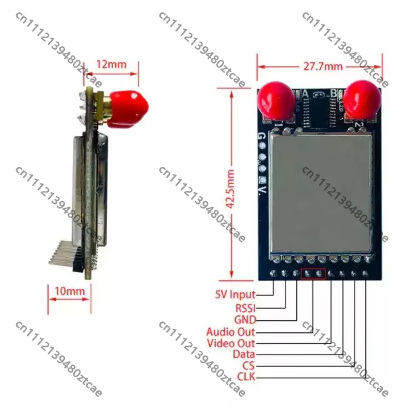 FPV Wireless Image Transmission Receiver with Dual Antennas, Compatible with FPV Video Goggles for RC Racing Drone