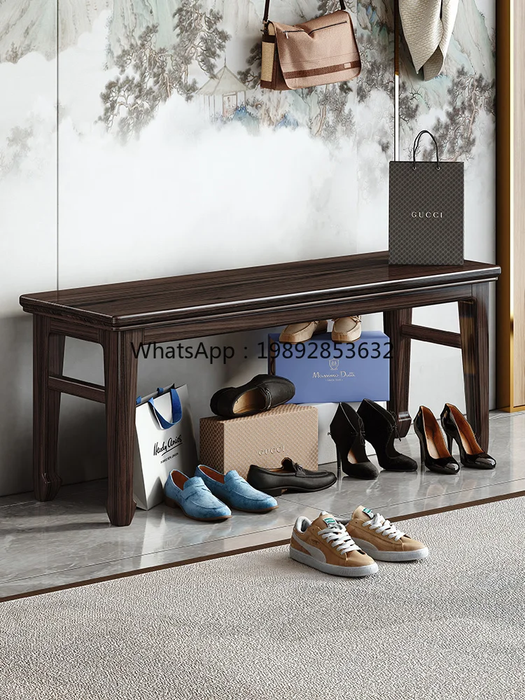 

LYY Ebony Wood Solid Wood Long Strip Large Board New Chinese Style Living Room Changing Bedroom Bed End Stool Tea Table Long