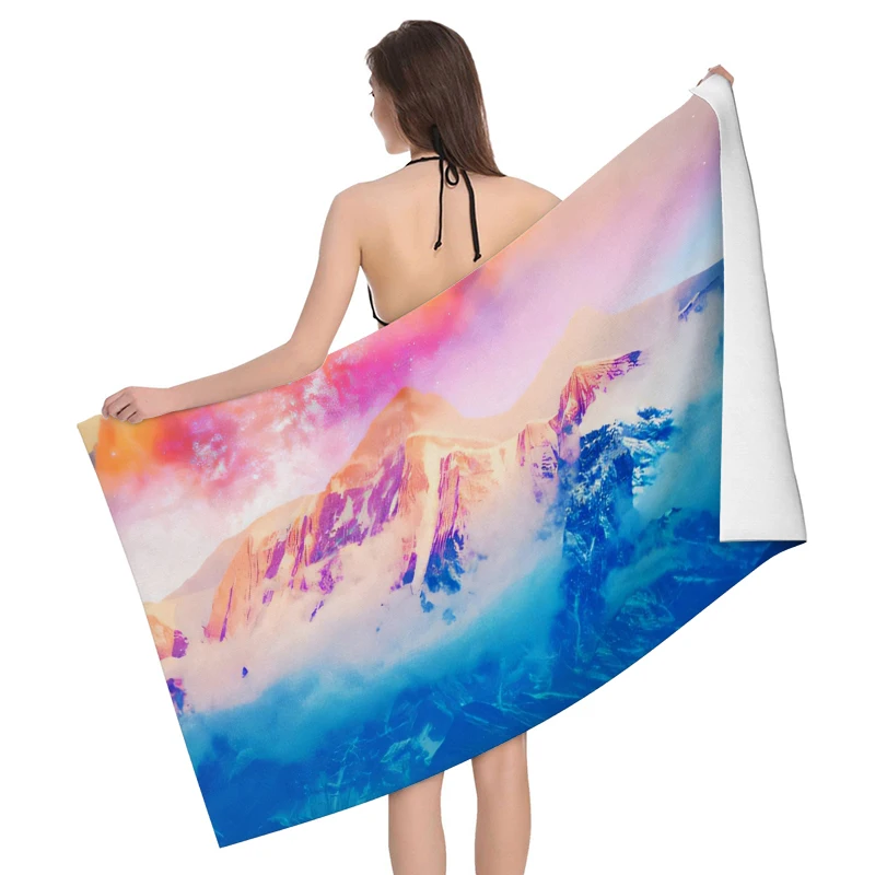 Home bath towels for the body towels bathroom quick drying microfiber beach Oil painting style man large sports towel morandi