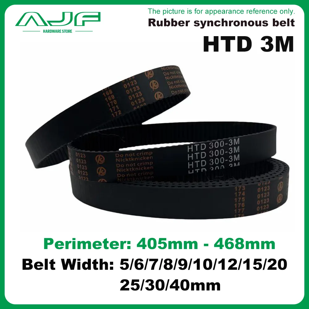 

HTD 3M Timing belt perimeter 405-468mm width 5/6/8/9/10/12/15/20/25/30/40mm Rubbe Closed Loop Synchronous pitch 3mm