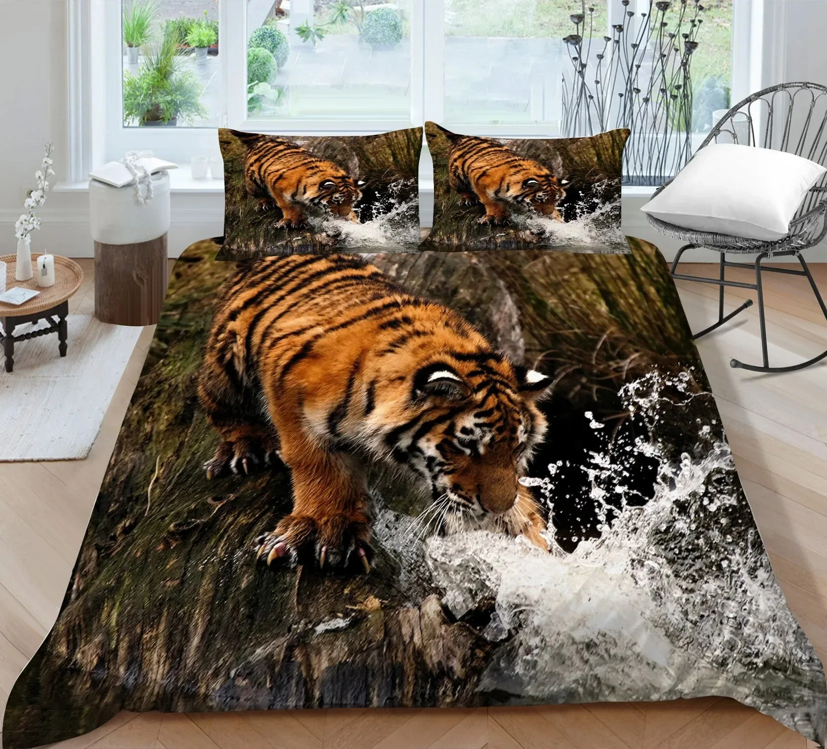 Wolf Tiger Lion Animal Duvet Cover 3D Tiger Pattern Bedding Set Queen King Double Quilt Cover Bedroom Decoration