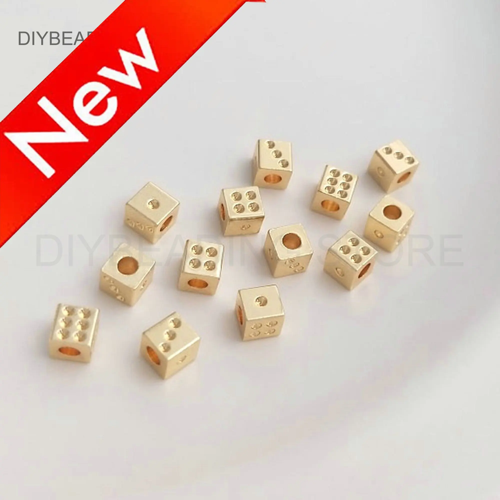 Cube Beads for Jewelry Making 14K Real Gold Plated Brass Small Size Metal Square Dice Spacer Beads Online Bulk Wholesale