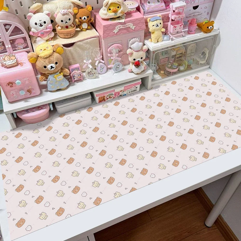 جميل Rilakkuma Kawaii الوسادة كبيرة XXL المطاط لوحة ماوس للألعاب ألعاب خياطة طاولة طعام حصيرة مكتبية للكمبيوتر لوحة المفاتيح حصيرة
