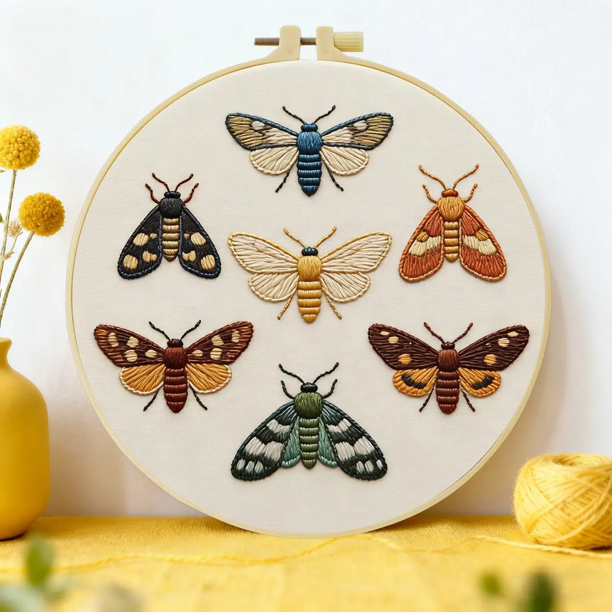 1 Stück 20X20CM/15X15CM 7,87/6,3 Zoll Insekten-Stickerei-Starter-Kit DIY-Kit DIY-Stickerei-Set für Anfänger – Detail 1