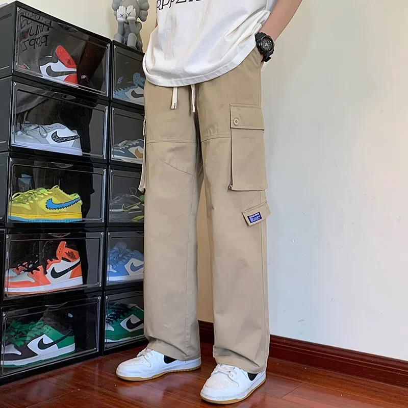 Spring Summer Cargo Pants Men Korean Fashion Wide Leg Men Pants Versatile Loose Straight Casual Trousers Joggers Men Clothing