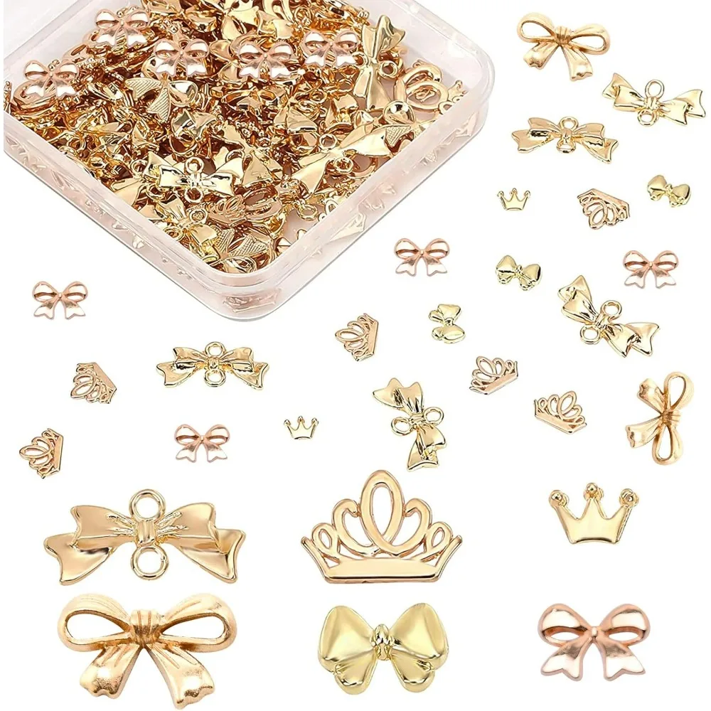 180pcs Crown & Bowknot Resin Fillers 6-Style Alloy Epoxy  Supplies  Accessories  Filling Charms Cabochons