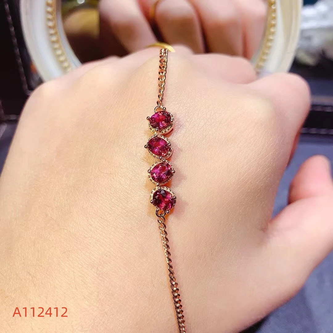 Fine Jewelry Natural colored Gems Women's  Bracelet S925 Silver Electroplating Process Inlaid Full Clarity Support Testing