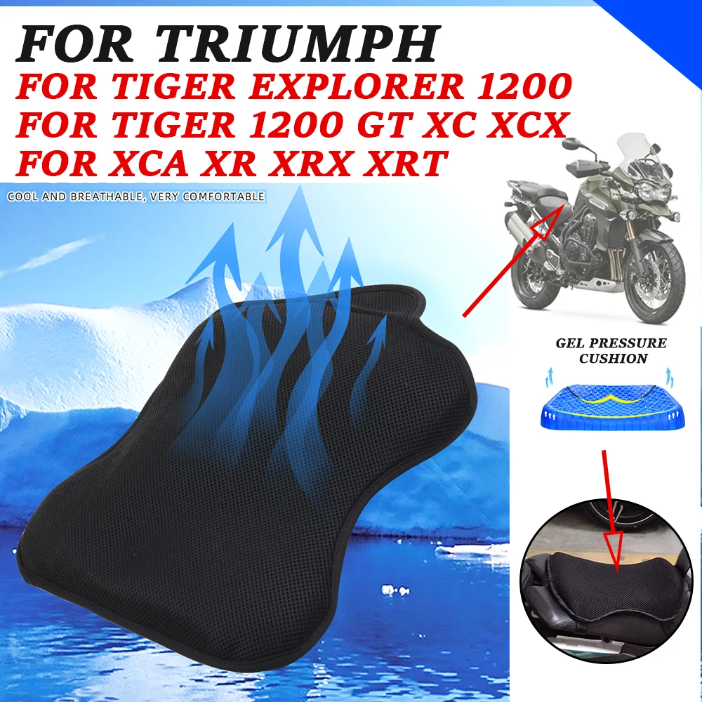 Motorcycle Accessories Shock Absorption Gel Seat Cushion Cover Pressure Relief Pad For Triumph TIGER 1200 GT EXPLORER XC XCX XCA