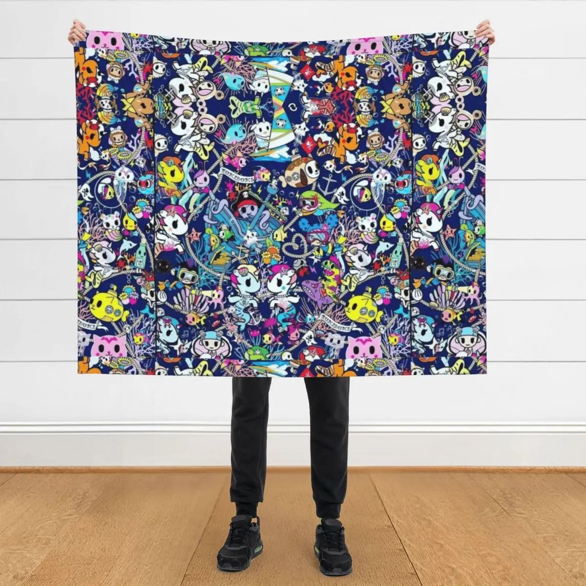 

donutella and his friends unicorns mofia collaboration Throw Blanket Heavy funny gift Winter beds Cute Blankets