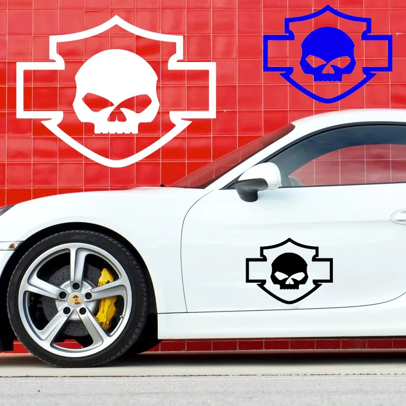 

Skull Cross Shield Car Sticker, Military Style Death Skull Vinyl Decal, Waterproof Anti-UV Auto Body Motorcycle Bumper Sticker
