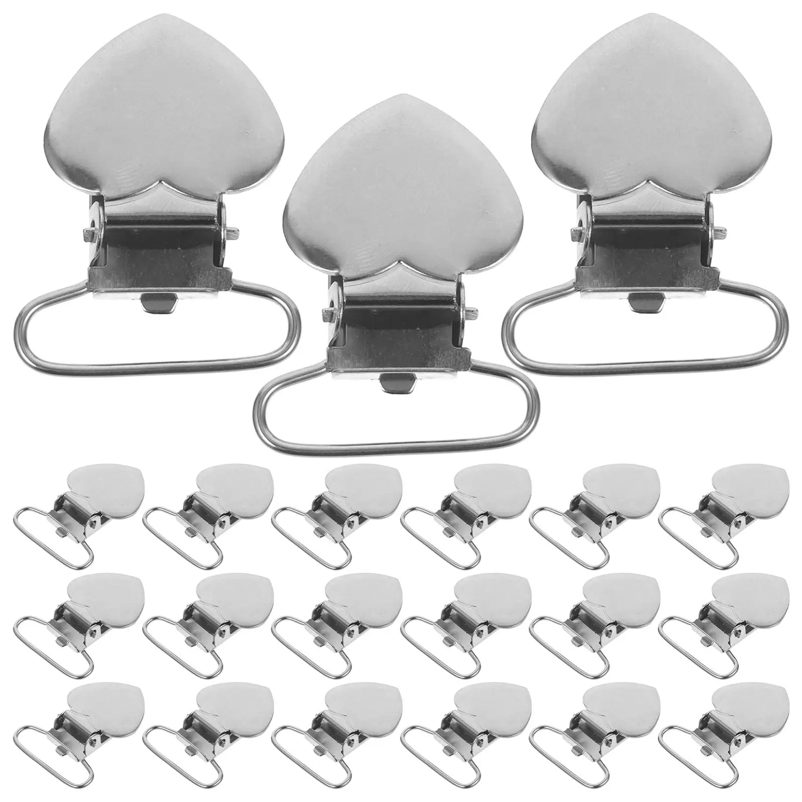 30 Pcs Clips Peach Heart Shaped Metal Fastener Suspender Pacifier Holder Sheet Straps Stainless Steel Clamps Clothes