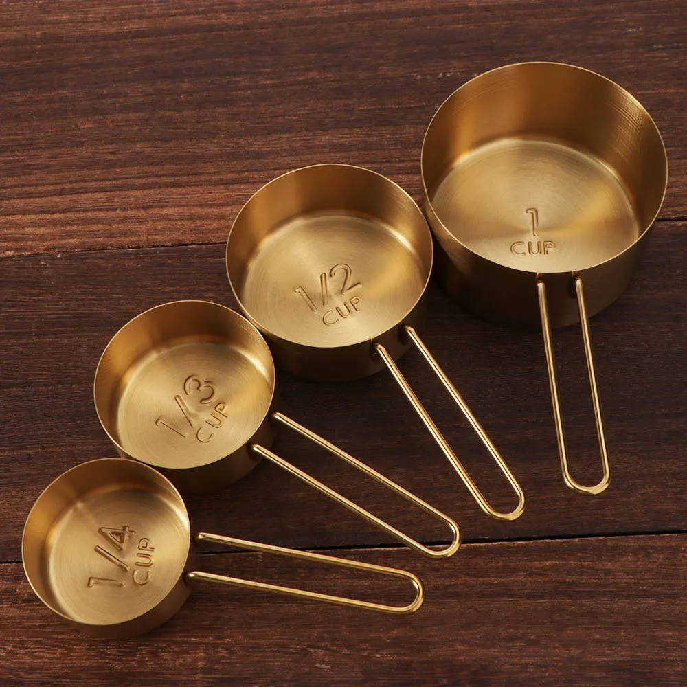 Baking Tool Stainless Steel Measuring Spoon Gold with Scale Measuring Cups Rust-proof Coffee Scale Spoon Seasoning