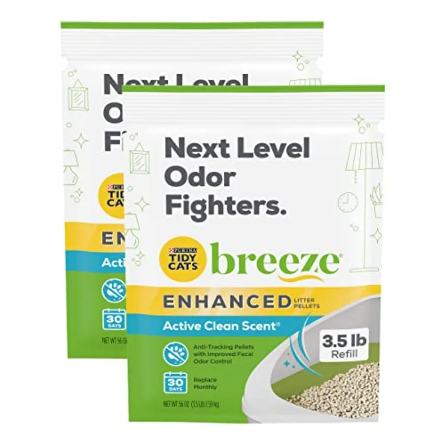 

Наполнитель для кошачьего туалета Purina Breeze Litter Pellets Enhanced, 3,5 фунта, 2 упаковки, белый, комкующийся, без пластика, контроль запаха