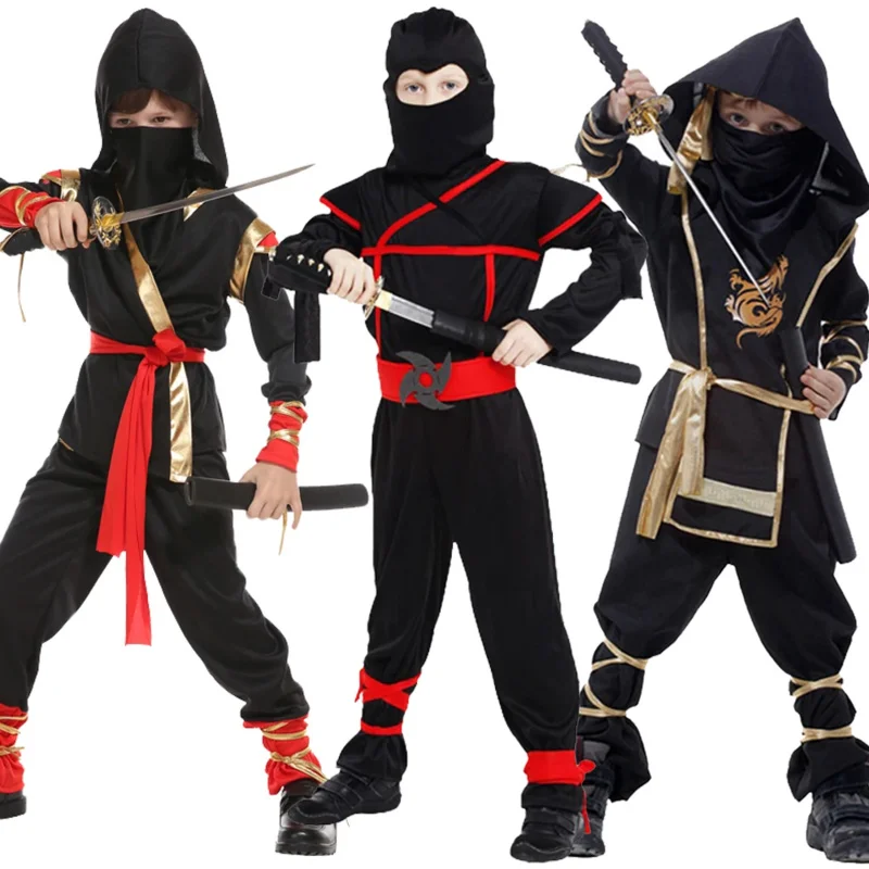 Carnival Costumes for Children Ninja Cosplay Boys Girls Christmas Party Fancy Dress Swordsman Warr Suit PA4481