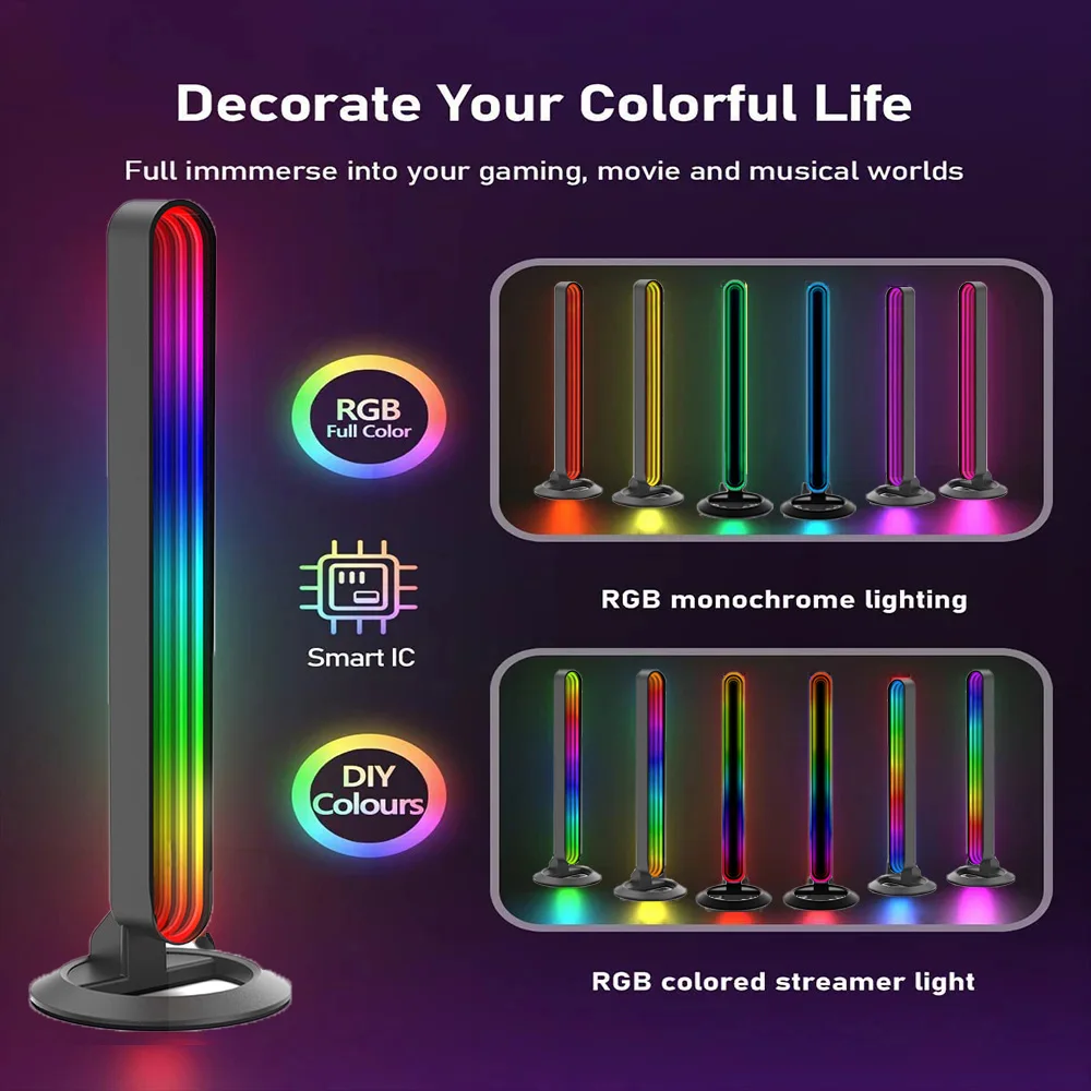 WIFI RGB окружающий свет бар светодиодный ТВ фон ПК праздник киберспорт настольное украшение лампа зеркало музыка динамическое настольное освещение