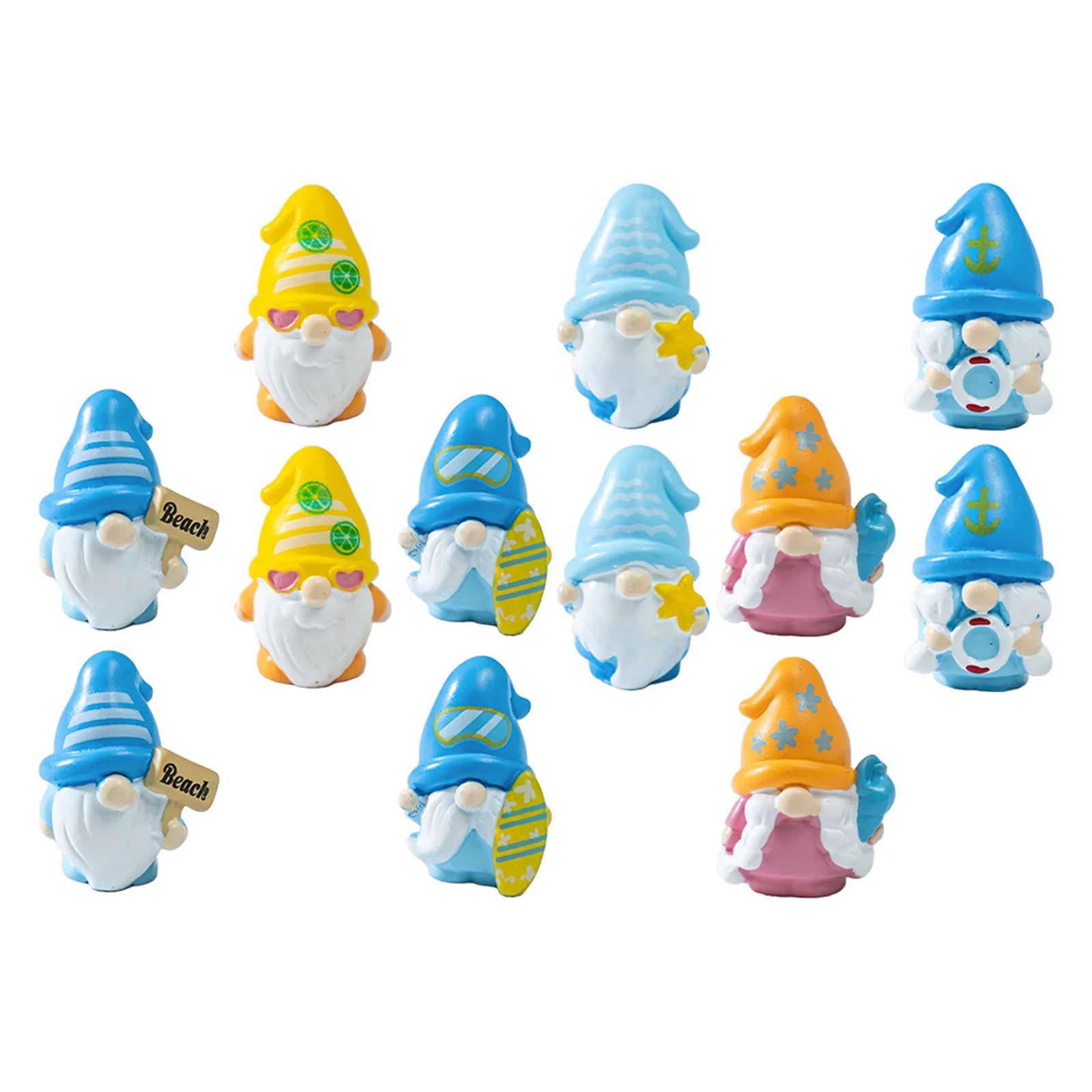 12Pcs Mini Gnomes Resin Dwarf Decor Set Beach Theme Garden Pool Party Tabletop Kitchen Landscape Statue Small view 5