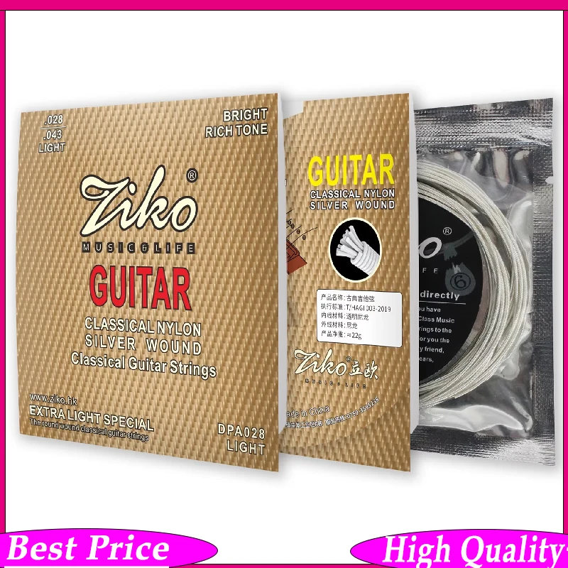 

ZIKO Extra Light Special Classical Guitar Strings Nylon Silvery Wound Wire Guitar Accessories & Parts for Classical Guitarists