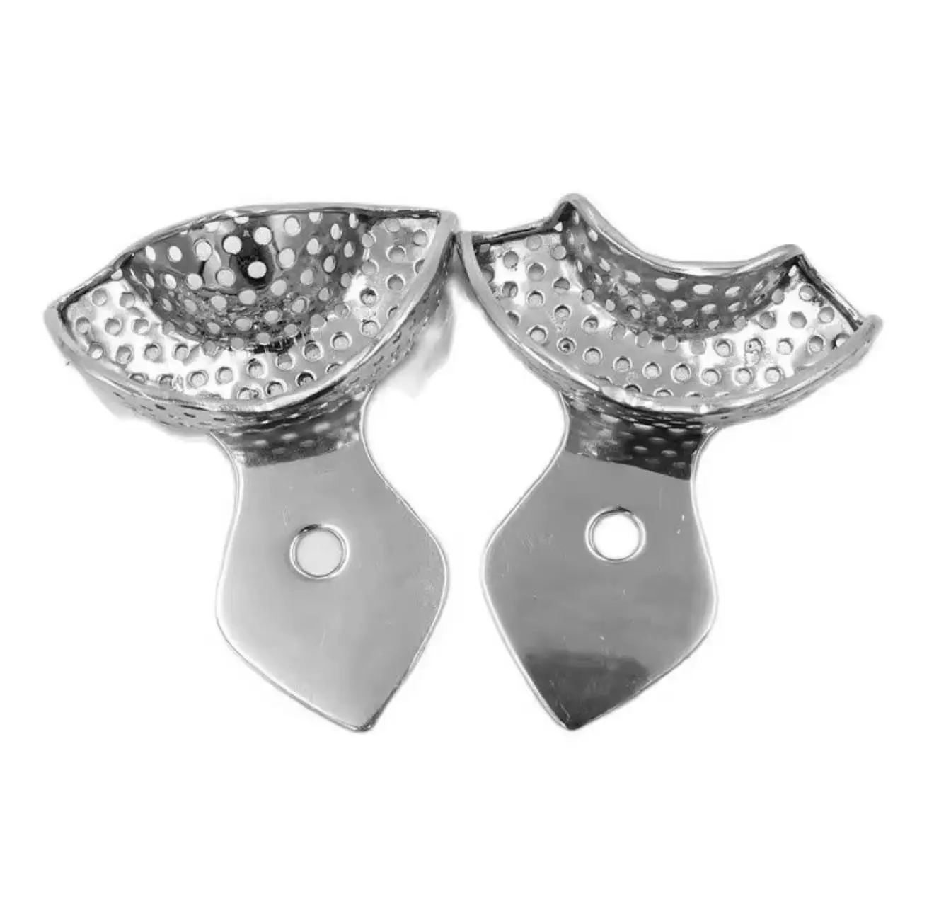 2pcs Dental Stainless Steel Impression Tray Dental Metal Trays with Holes for Upper and Lower Teeth Holder  Dental Tools