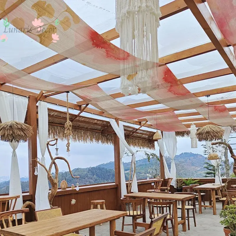 Scenic commercial street Chinese-style ceiling shading canopy hanging cloth corridor color homestay decoration Chinese style
