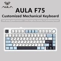 AULA-Teclado mecánico F75 2,4G para juegos, teclado inalámbrico/Bluetooth/con cable RGB, diseño personalizado 75%, estructura de junta de perfil OEM