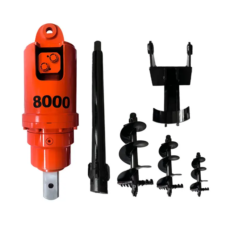 Hydraulic Earth Auger Drive Post Hole Digger Attachment for Excavator Skid Steer Tractor Backhoe Crane Fence Pole Tree Planting