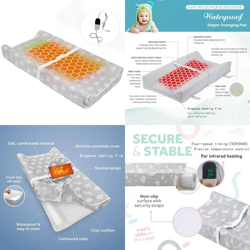 

【CHIMU HOME】 Portable Baby Heating Pad for Nursing Changing Table Waterproof Sponge Massage Cover for Diaper