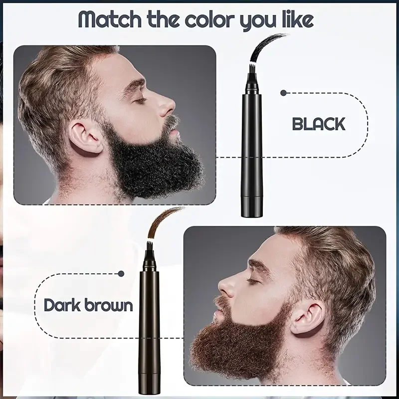 Waterproof Beard Pen Beard Filler Pencil And Brush Beard Enhancer Lasting Repair Moustache Coloring Shaping Tools Hair Pencil