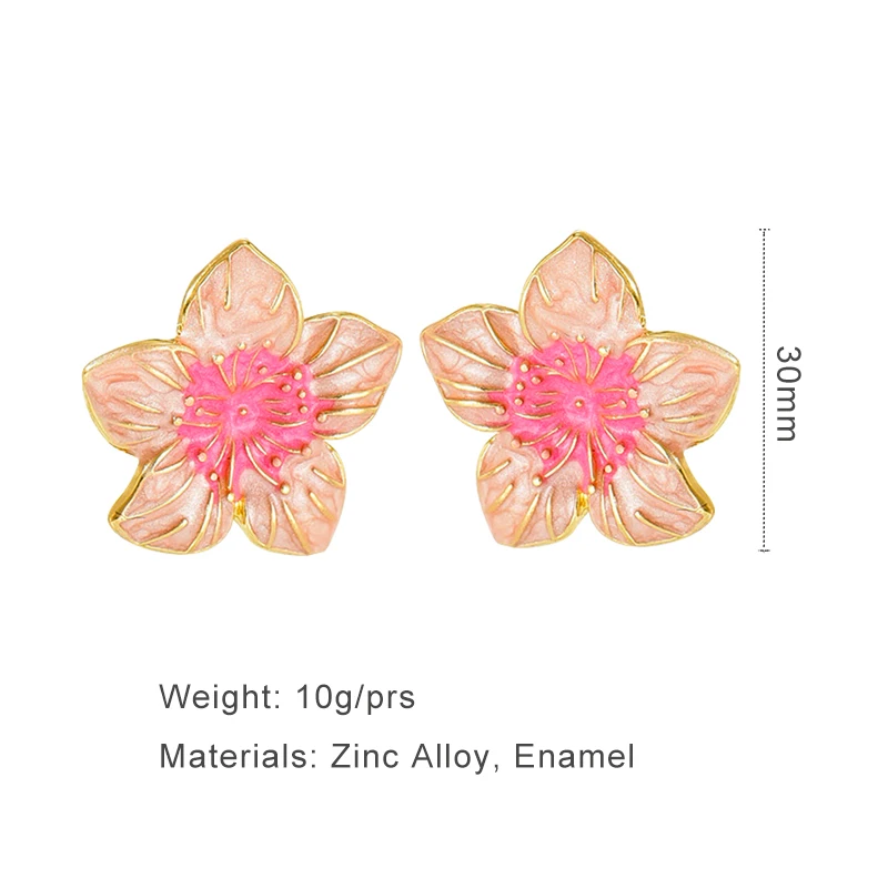 Metal Flower Enamel Petal Earrings For Women Peach Color Vintage Styles Fashion Jewelry Trendy Holiday Accessories Gifts 2023607