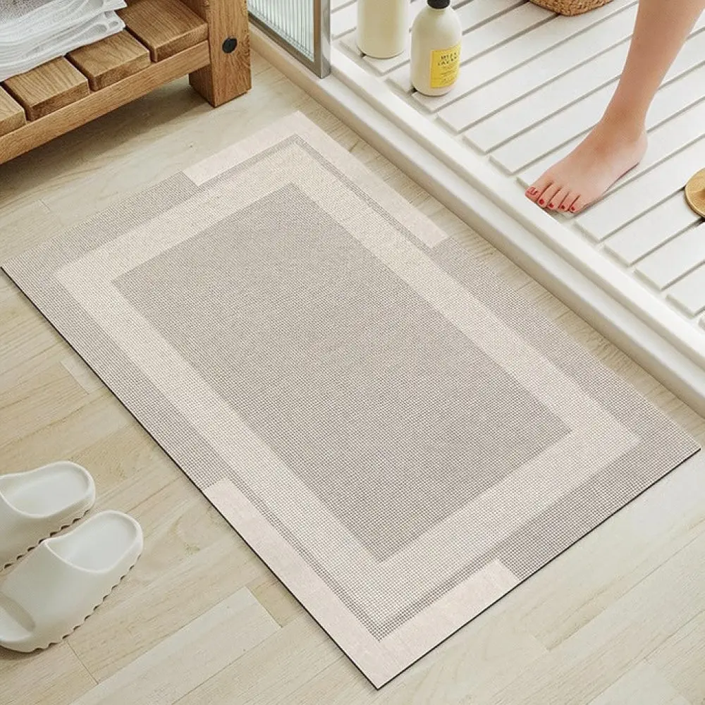 Geometric Pattern Diatomaceous Earth Mat Quick Dry Bathroom Rug Non Slip Water Absorbent Kitchen Entrance Door Carpet