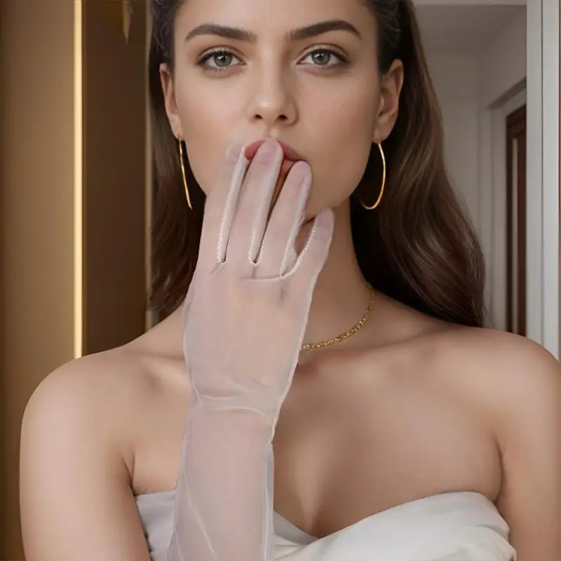 E15e Белые перчатки для свадебных перчаток