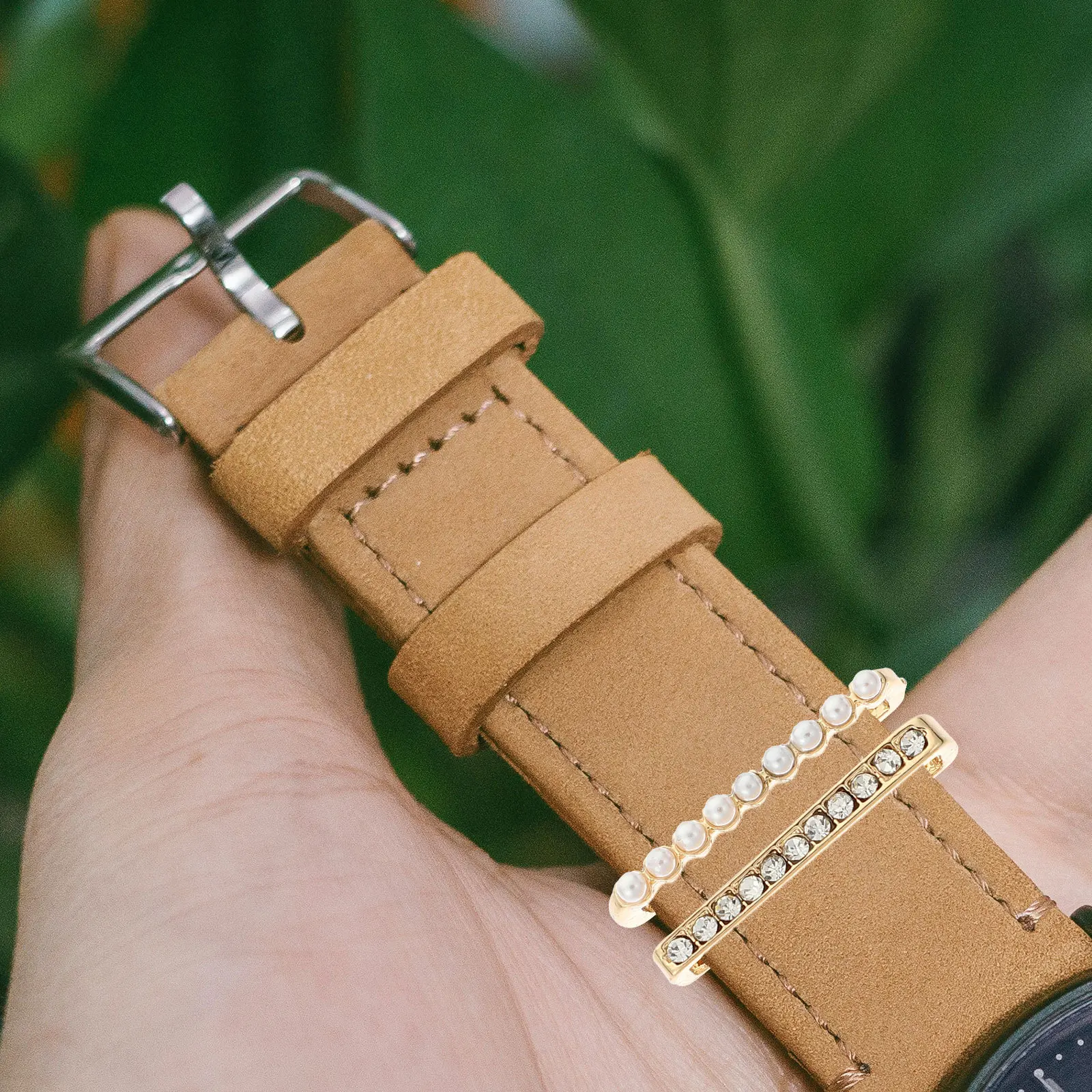 مجموعة واحدة من مجموعة واحدة من أظافر الساعة المزخرفة المصنوعة من خليط معدني لاستبدال حزام الساعة الذكية وإكسسوارات ذهبية خفيفة الوزن للهاتف #3