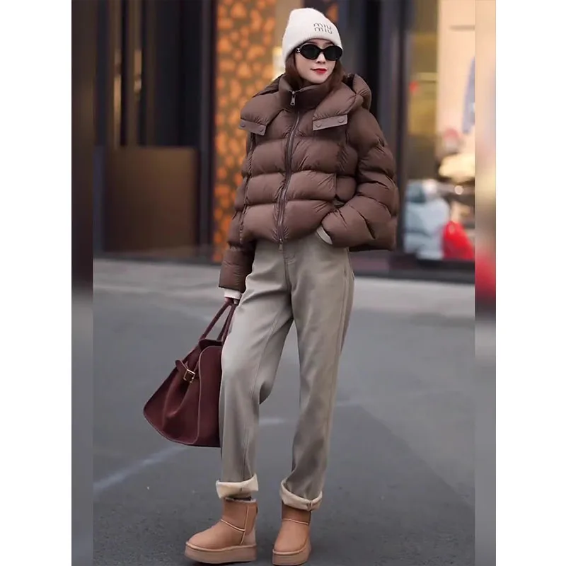 

tipo коричневый женский пуховый Jaet с капюшоном весна-зима новый Sle Age Reduction свободный супер красивый теплый ветрозащитный европейский S...