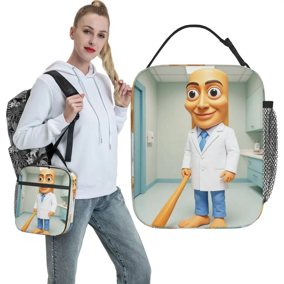 Tung Tung Tung Sahur Hospital Rounds Lunch Bag Portable Zipper Lunch Box Child Outdoor Picnic Designer Cooler Bag Tote Handbags