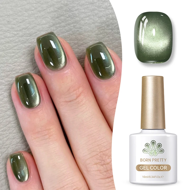 BORN PRETTY 10 ml Dark Emerald Cat Magnetic Gel Ultra Shine Semi Permanent Soak Off UV Gel Maniküre Nail Art Lack – Detail 1