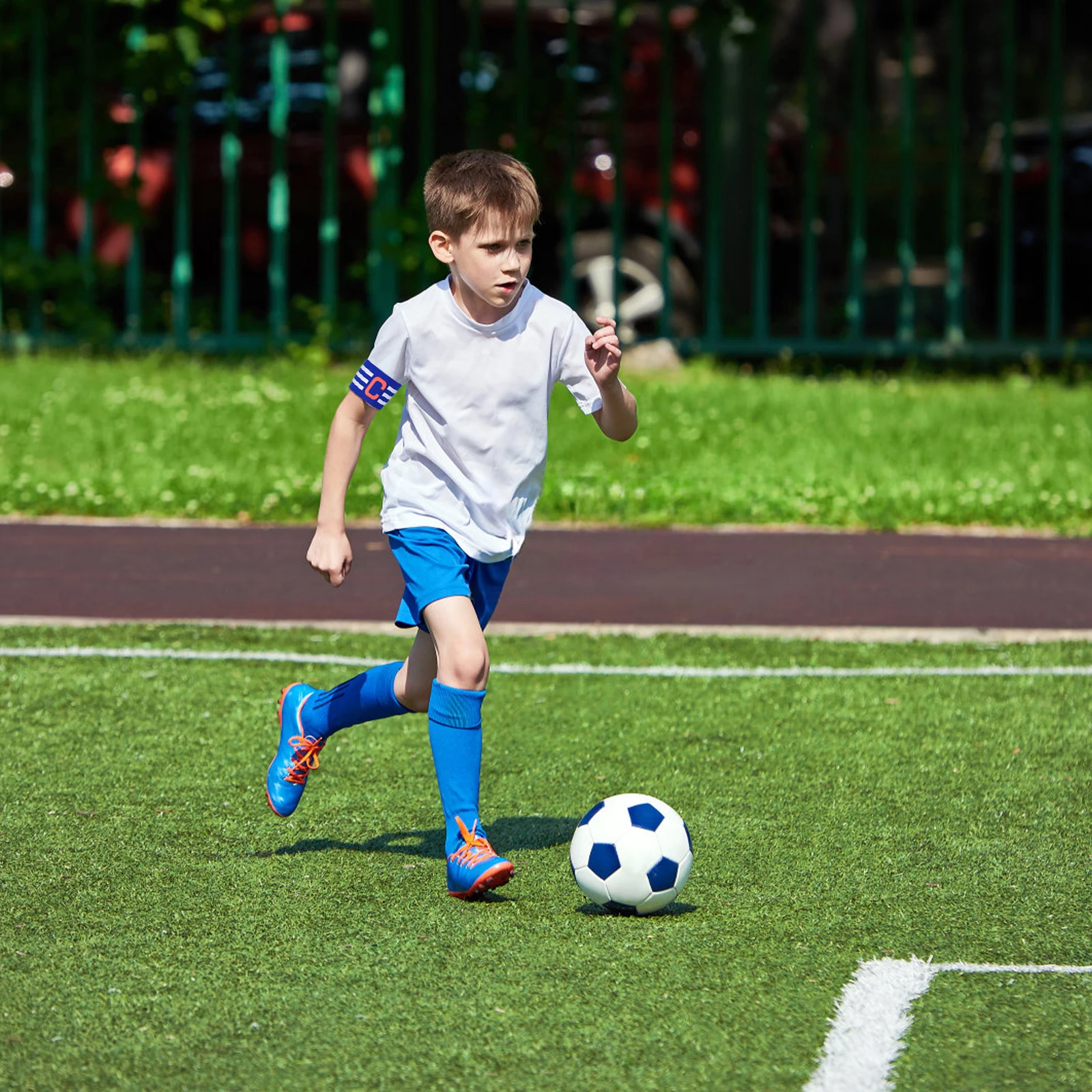 

2Pcs Soccer Captain Armband Elastic Stretchy Adjustable for Adult Sports Players Bright Color Team Leader Symbol Professional