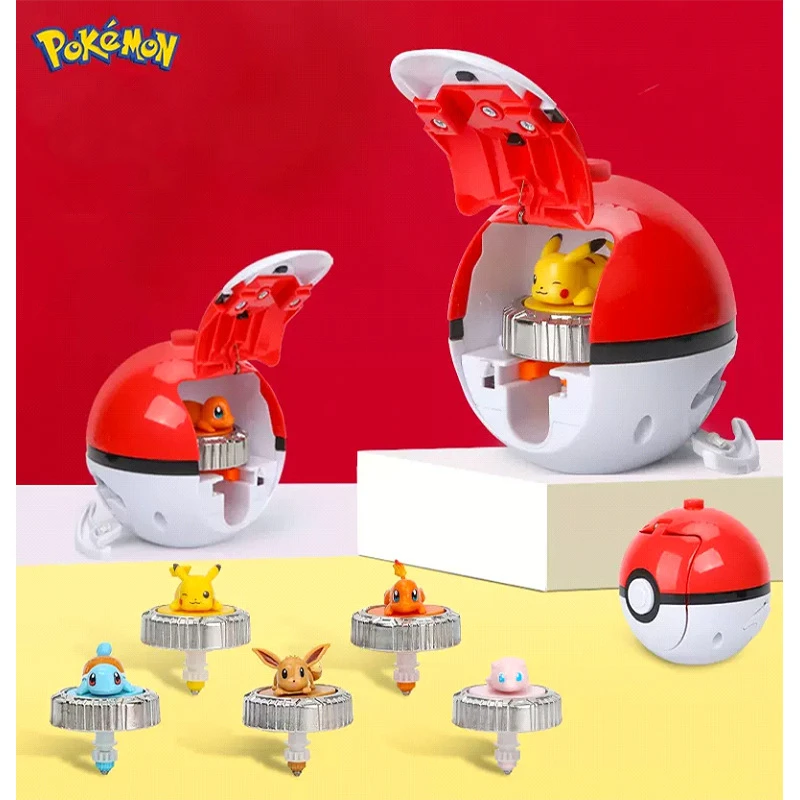 Pokémon Magic Gyro Toy for Children, Pikachu, Charmander, New Combat Rotating Gyro, Poke Ball