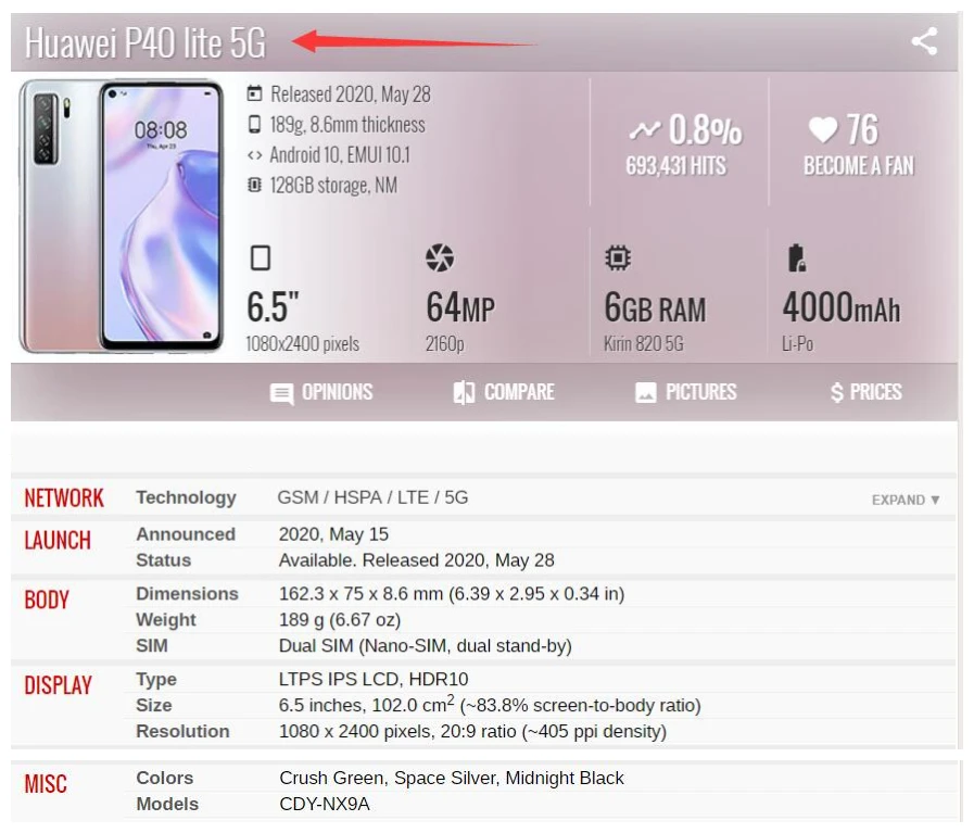 For Huawei P40 Lite 4G JNY-L21A L02A / P40 Lite 5G CDY-NX9A LCD Display Touch Screen Digitizer Assembly Replacement