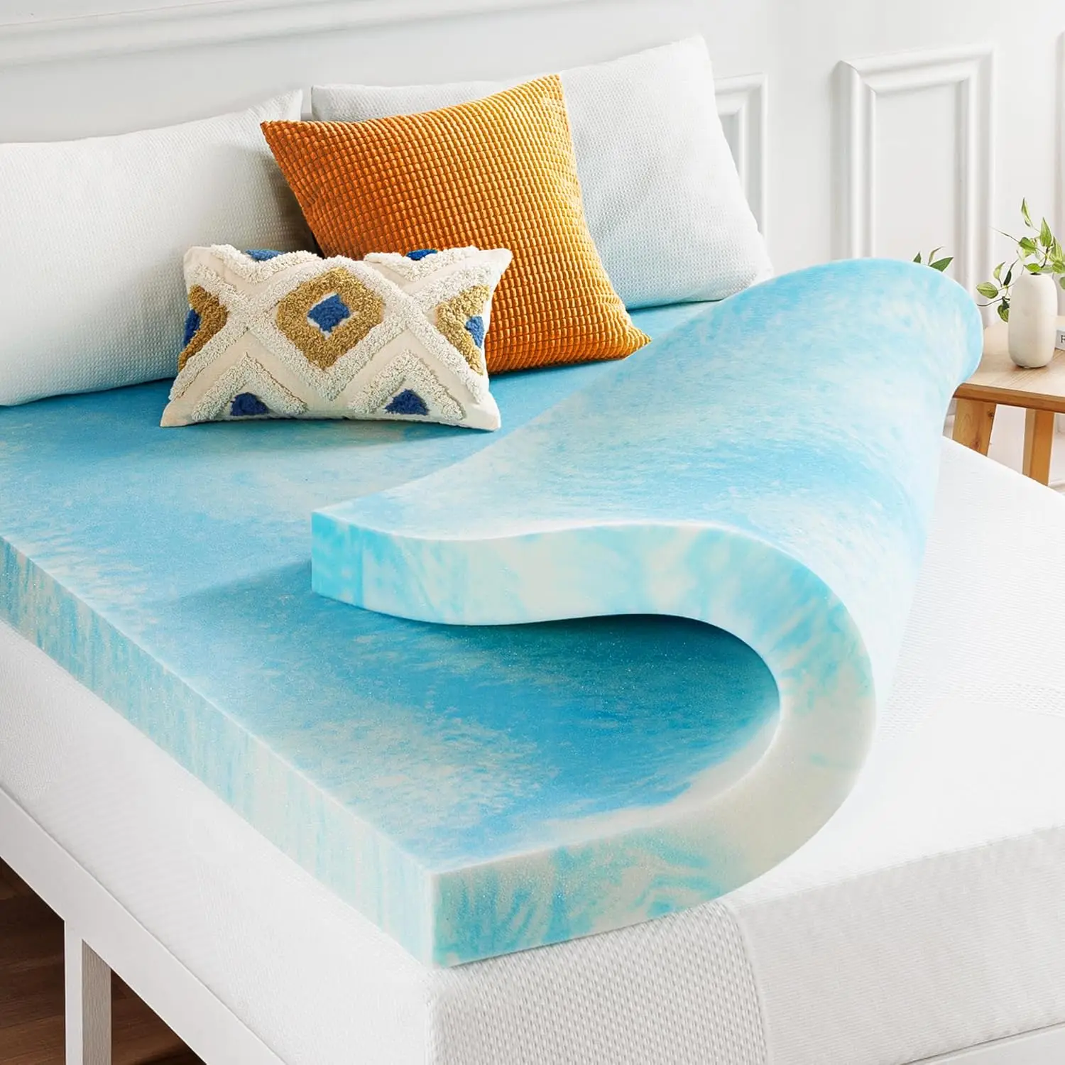 

Best Price Mattress 4 Inch Swirl Gel AeroBreeze Cooling Air Flow Memory Foam Mattress Topper, Dorm Essentials, King