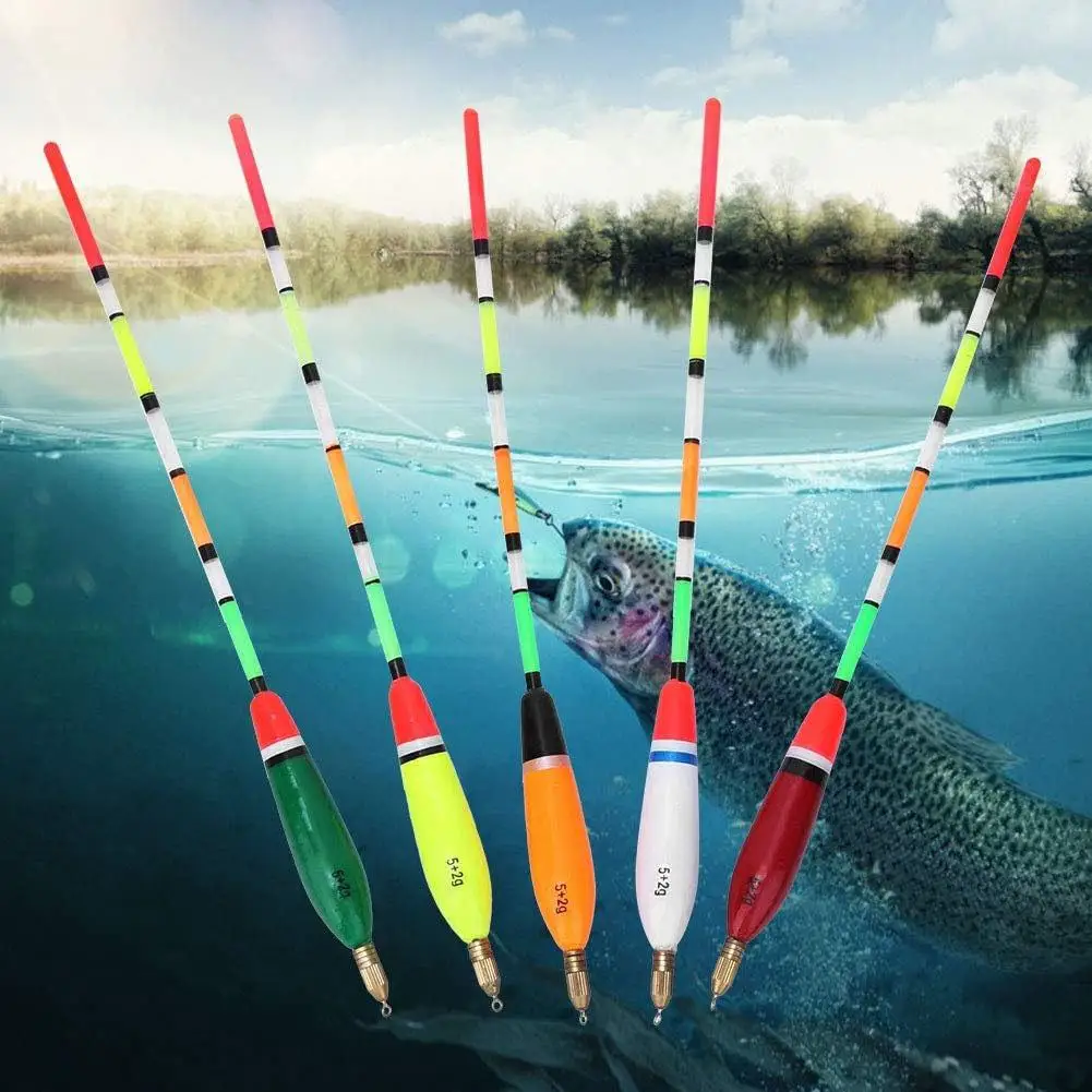 5pcs Fishing Floats Balsa Wood Fishing Float Bobber Bite Indicator Angling Equipment With strong Float Tail Multiple Color