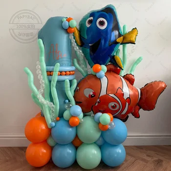 52 ks Hledá se Nemo Fóliový balónek s rybičkou a klaunem Dory Oceánský mořský balónek Sloup 40 palců Číslo Narozeninové dekorace Doplňky 10 nejlepší prodej Narozeninové dekorace Nemo - №1