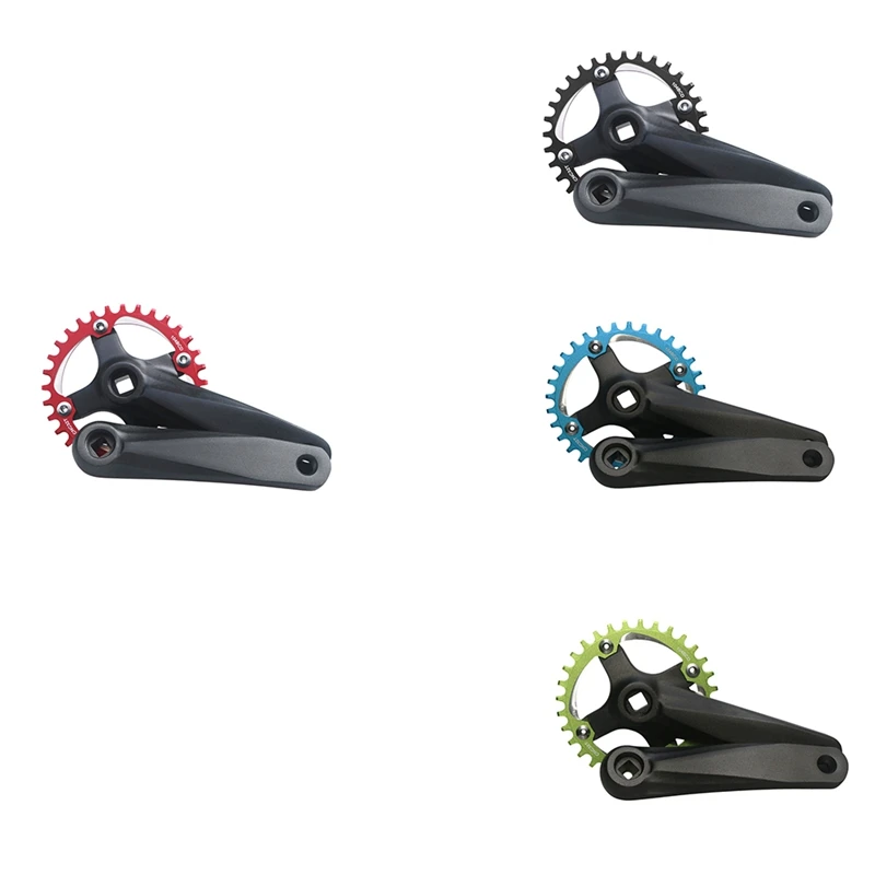 

GANOPPER Bicycle Crank Arm MTB Bike Square Hole Crankset 32T Narrow Wide Single Speed Chainring Chainset