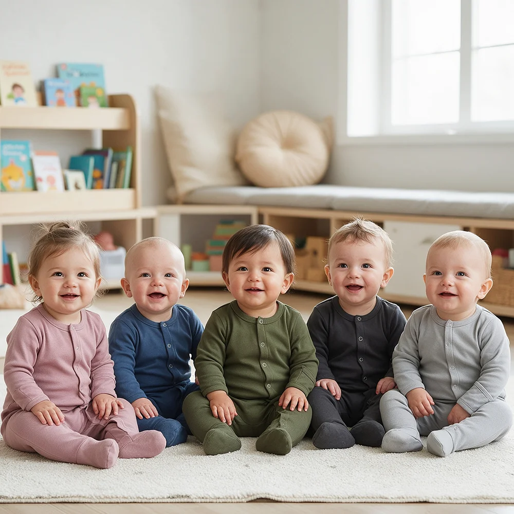 Baby Rompers Infant ClothesBodysuit Solid Color Footie Baby Boy Girl Clothing Cotton Long Sleeve Snap Closure Newborn Jumpsuit