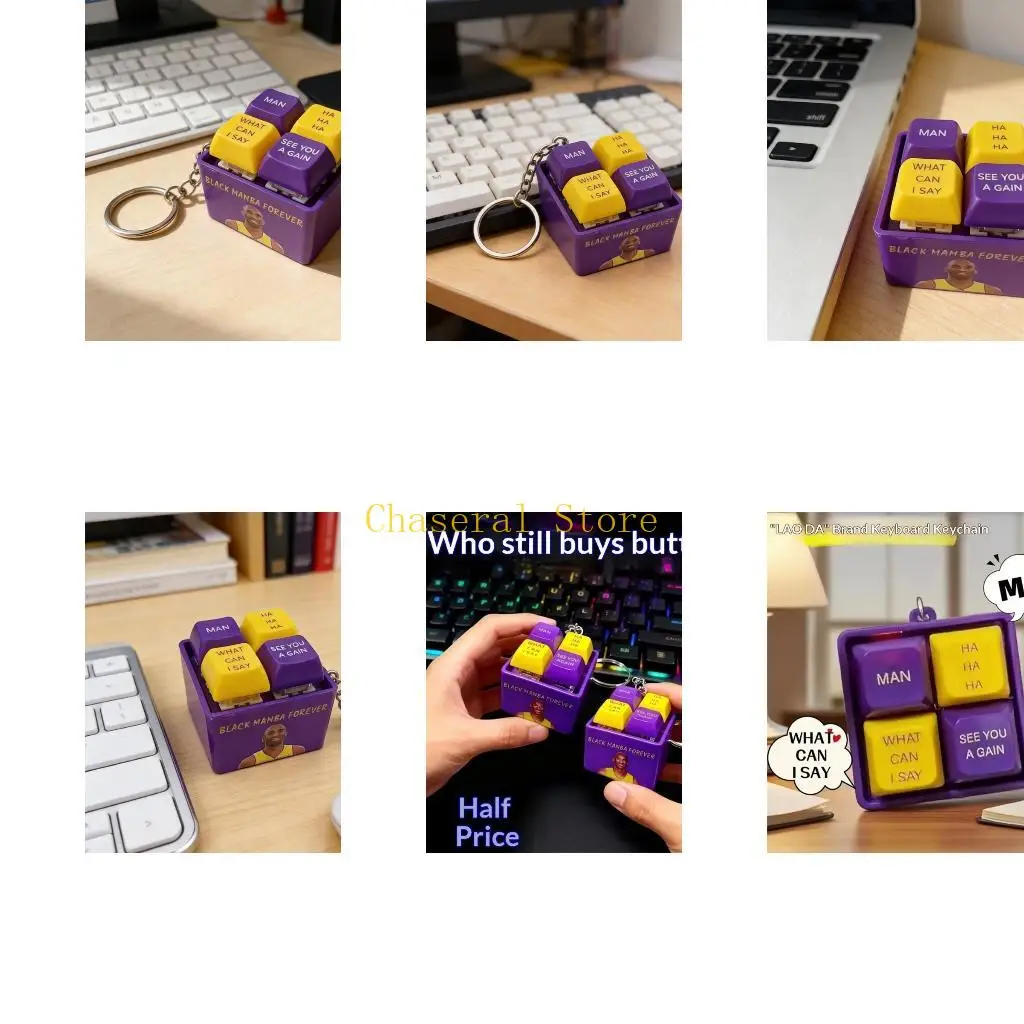 

E7CE Fun Push Button Keychain Stress Relief Toy Durable ABS Material Pocket Sized Desk Gadget For Anxiety
