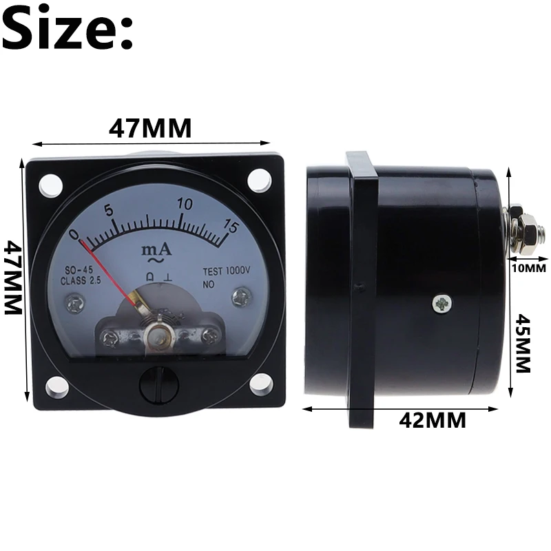 SO-45 AC mA Ammeter Pointer Analog Circular Marine Plastic Instrument Measuring Current Tools Factory Wholesale Genuine