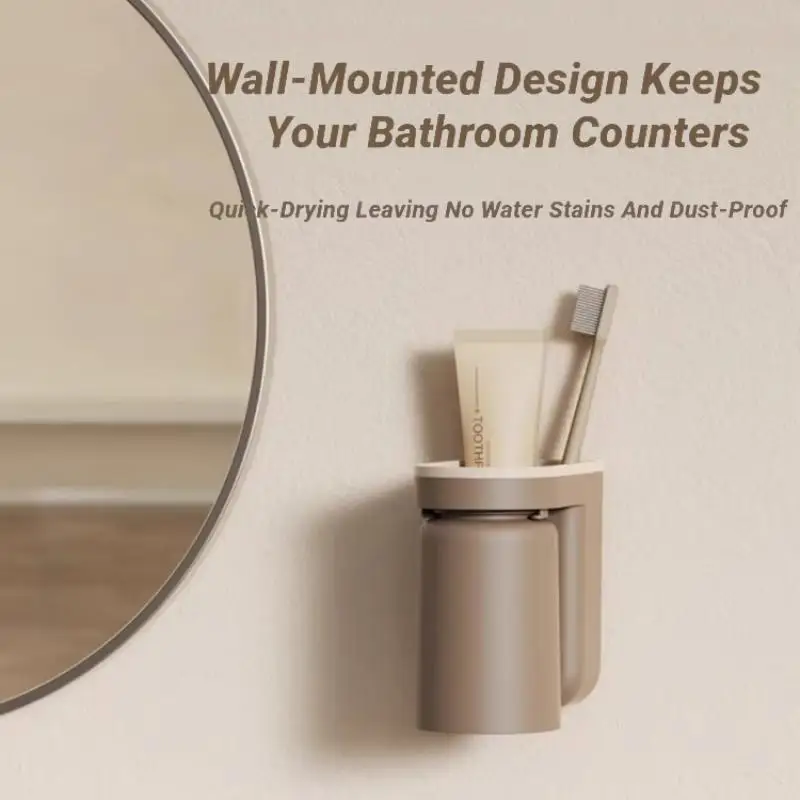 Innovative Wall Mounted Light Luxury Mouthwash Toothbrush Cup Storage Rack Couple Bathroom Organizer