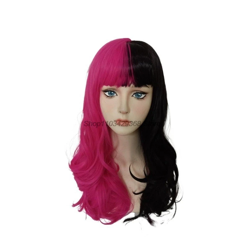 Movie Draculaura Cosplay Costume Wigs Long Black Pink Heat Resistant Synthetic Hair Halloween Party Role Play Carnival Props