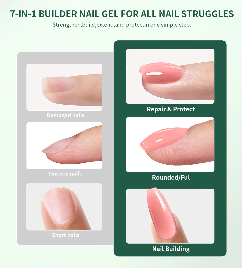 Nailpop HEMA/TPO-freies 7-in-1 Multifunktionales Builder-Gel 8 Farben Verlängerung Stärkung Apex-Aufbau 15ml Basis Anfänger Kunst Zuhause 1 Stück – Detail 3