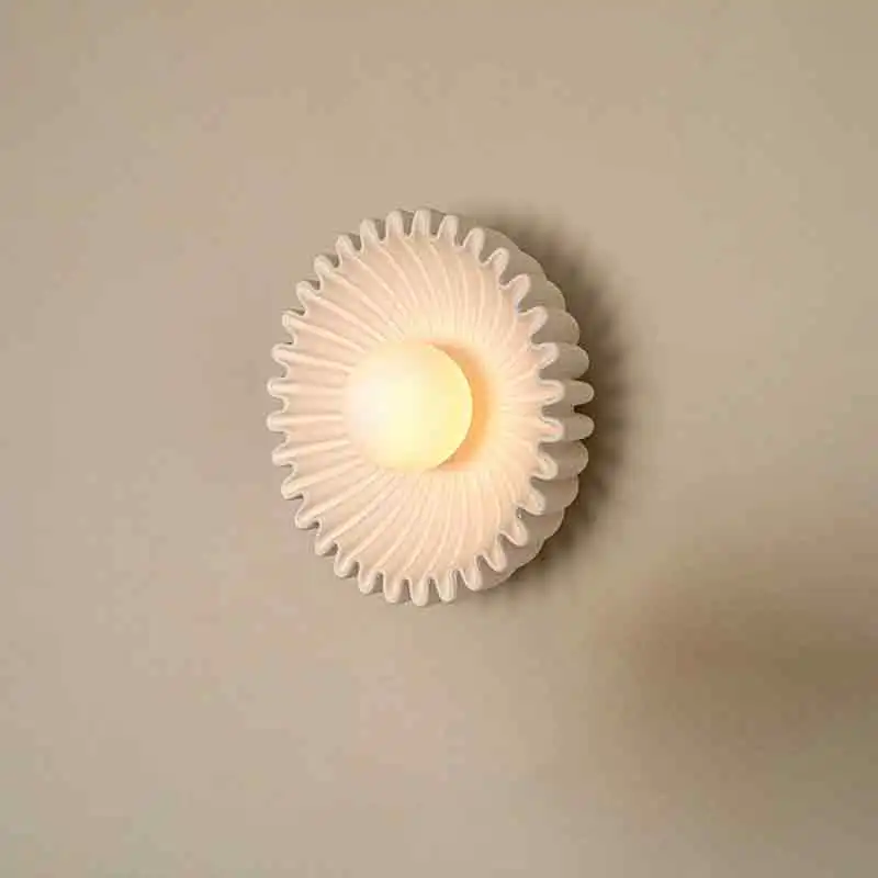 French Ceramic Wall Lamps White Black Sunflower Lamp Nordic Cream Style Bedroom Bedside Living Room Corridor Aisle Wall Lights