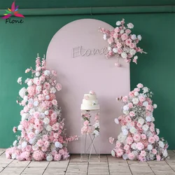 Flores Arificiales Decoration Wedding KT Board Artificial Floral Arrangement Pink White 3pcs/set Flowers Row Decor Props H5.4ft